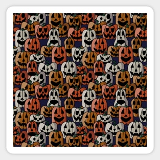 Pile of Jack o Laterns - Halloween Pattern - Dark Colors Sticker